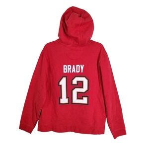 Tampa Bay Buccaneers Bucs Sweatshirt Hoodie Tom Brady #12 Mens L Red Fleece